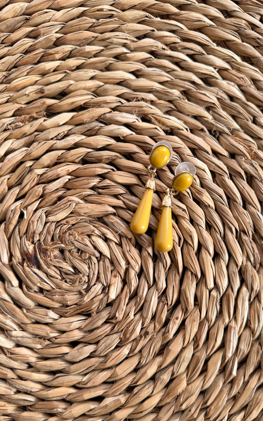 Pendiente lágrima Mostaza pequeño