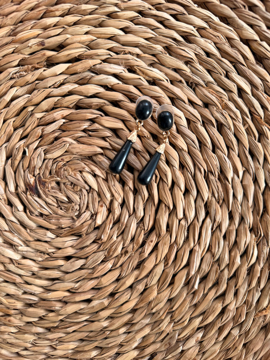 Pendiente Lágrima Negro pequeño