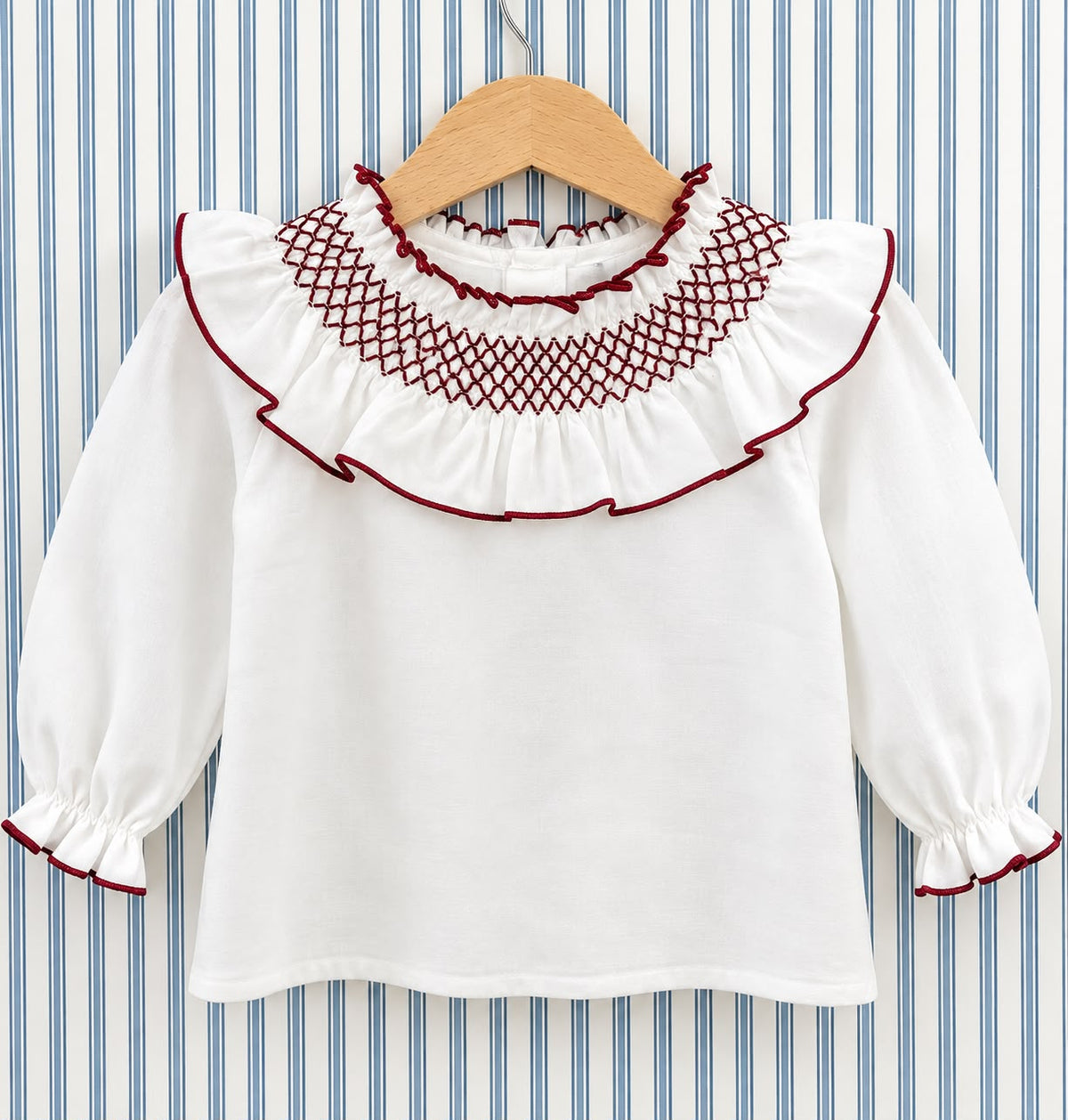 Camisa Nido de Abeja Burdeos