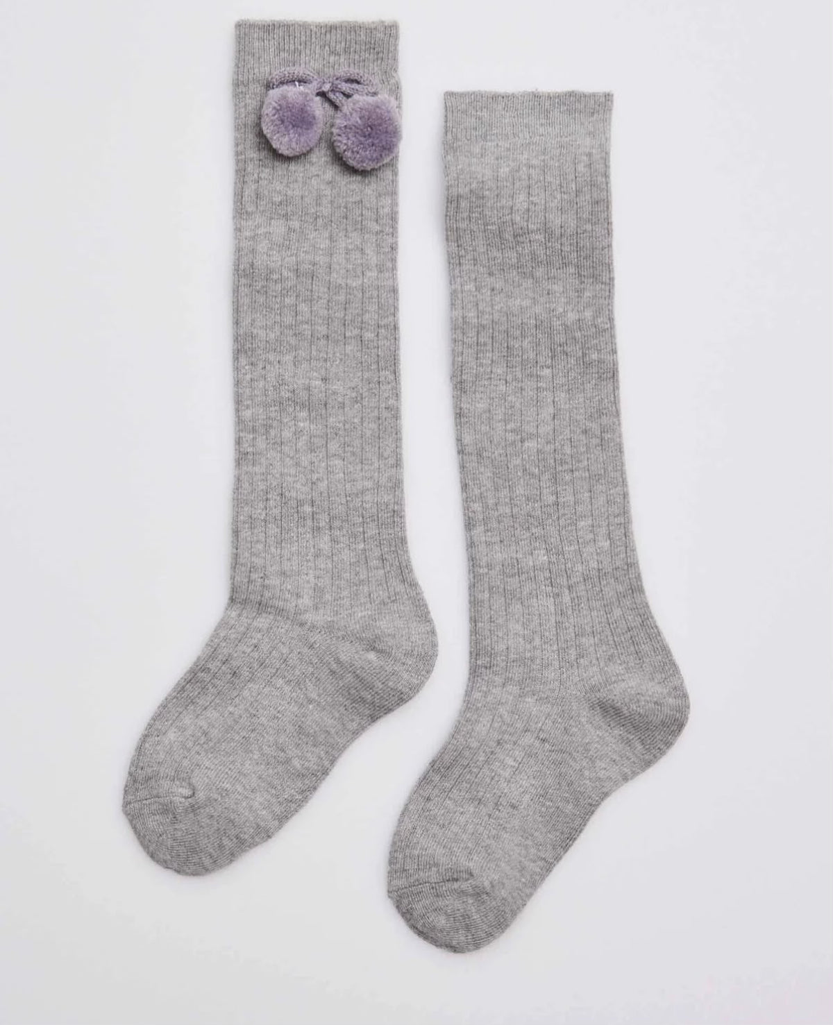 Calcetín Alto bolitas gris